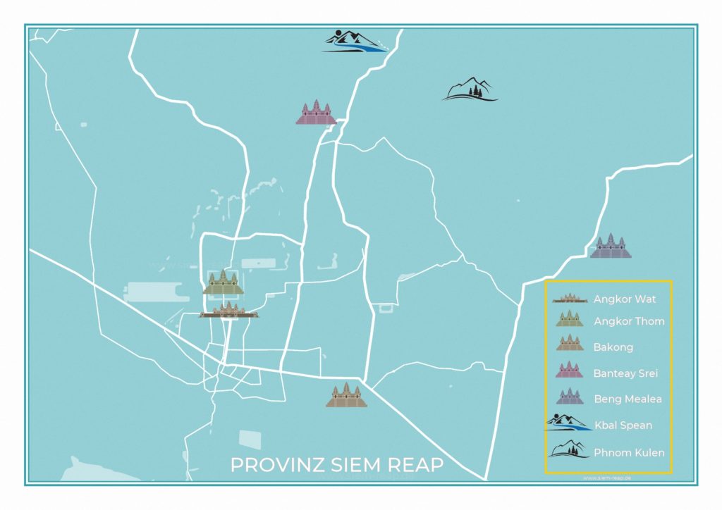 Karte mit Tempeln Siem Reap